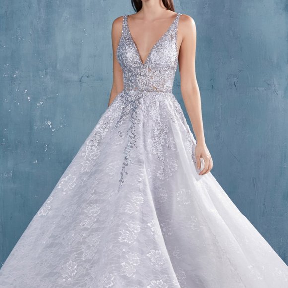 Andrea & Leo Dresses & Skirts - V-neck Lace Ballgown With Criss Cross Back ALA0964